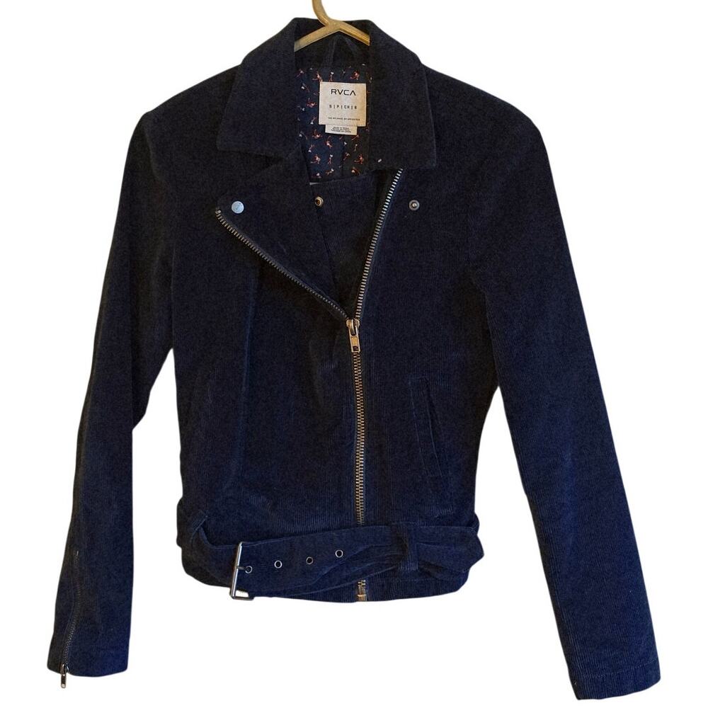 RVCA blue corduroy moto jacket size small